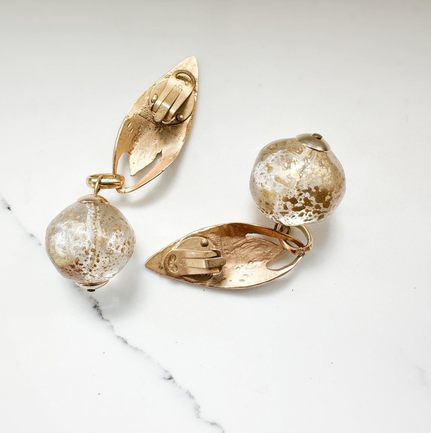 90s Vintage Statement Gold Clip-On Earrings