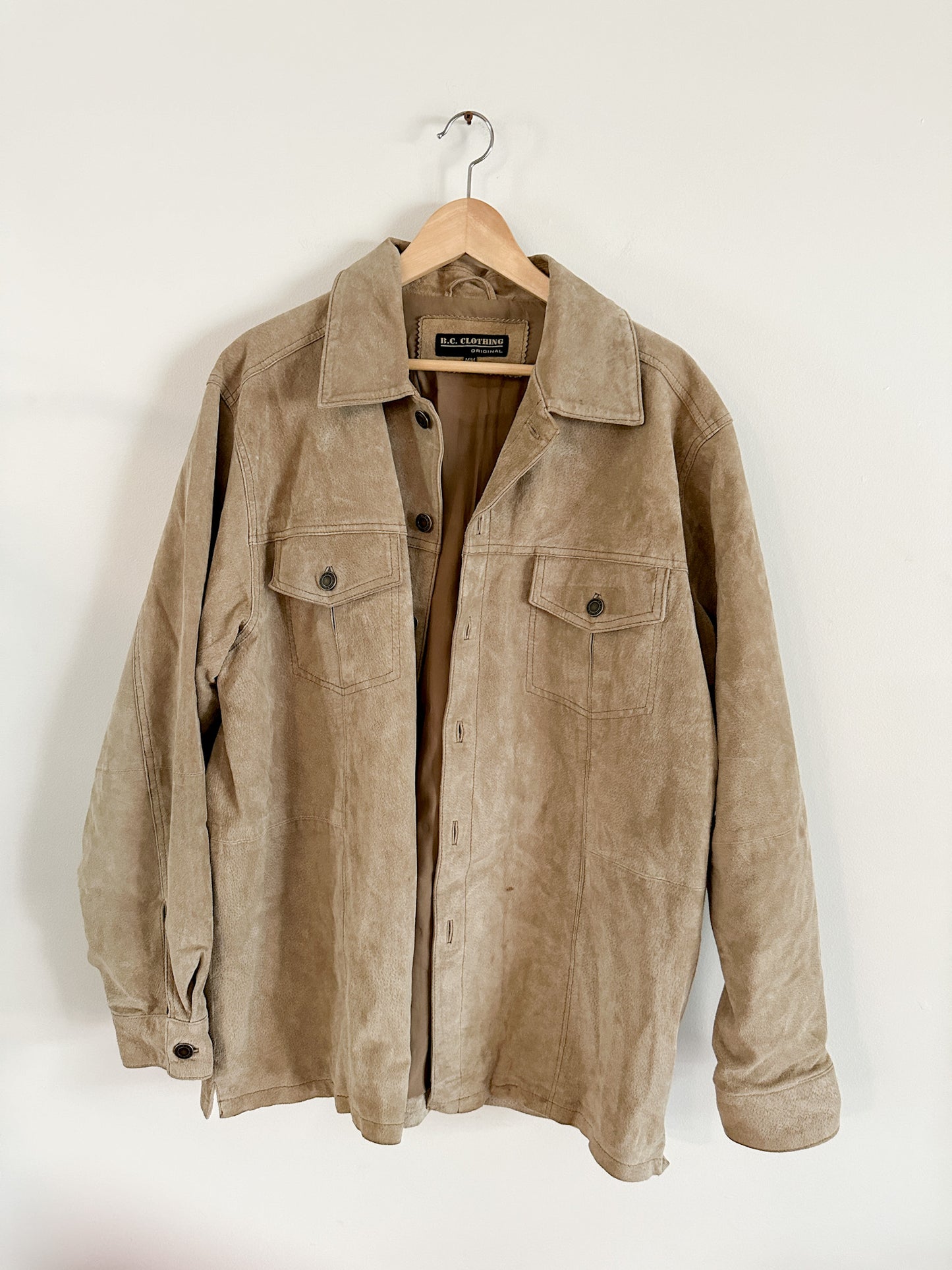 B.C. Clothing Suede Leather Button Front Leather Jacket | Cowboy style leather jacket Fits oversized | Size: M