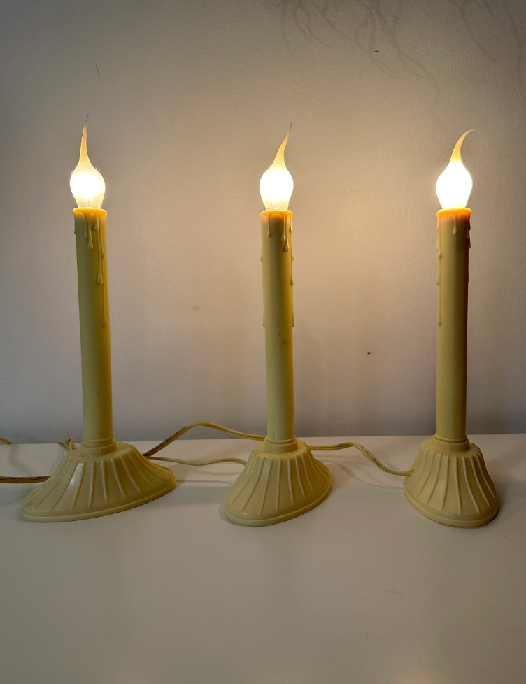 Lot of 3 Vintage Christmas Single Light Candolier | Electric Drip Candles with Bulbs