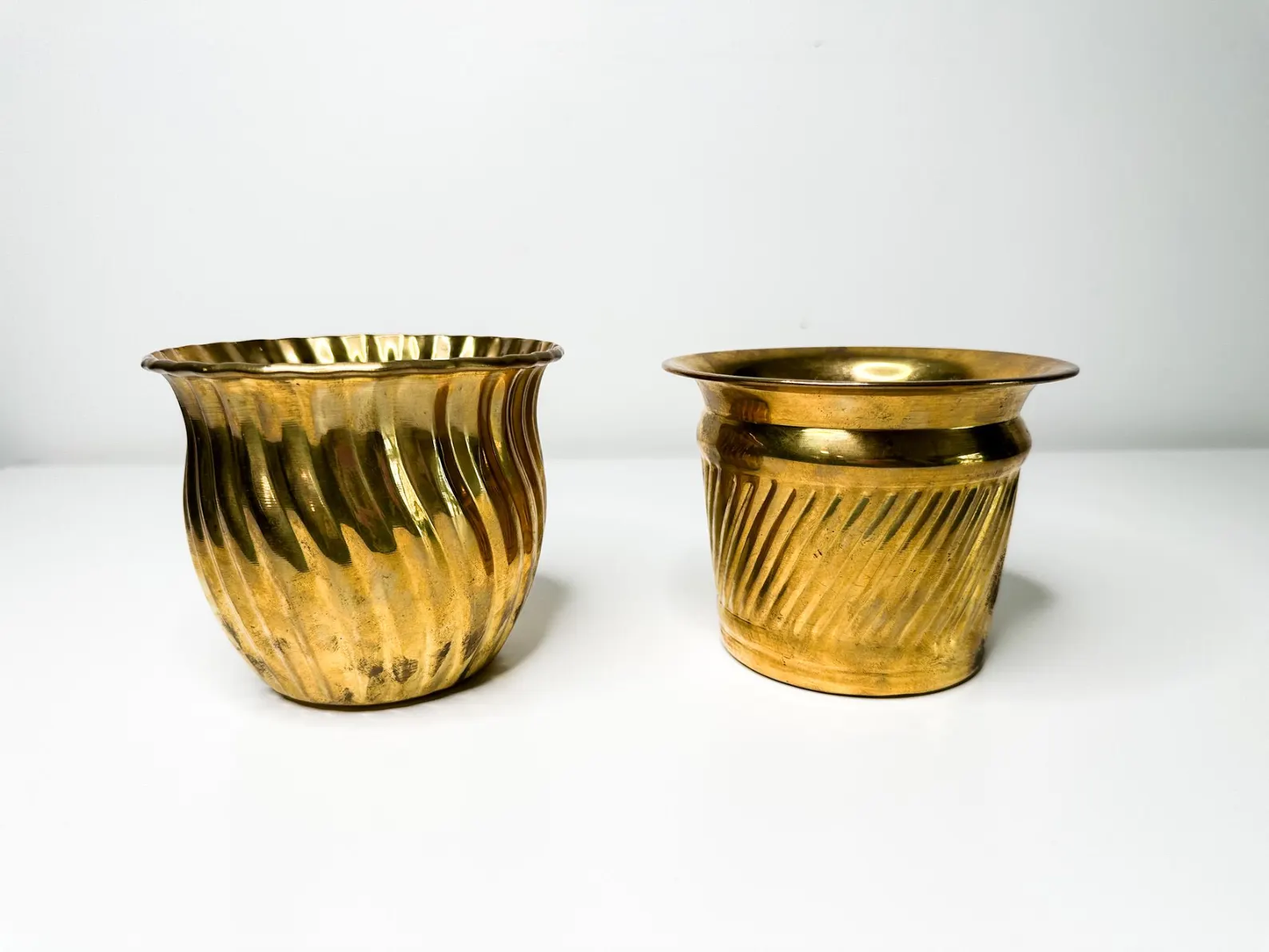 Lot of 2 Vintage Brass Plant Pots | Vintage Brass Pots