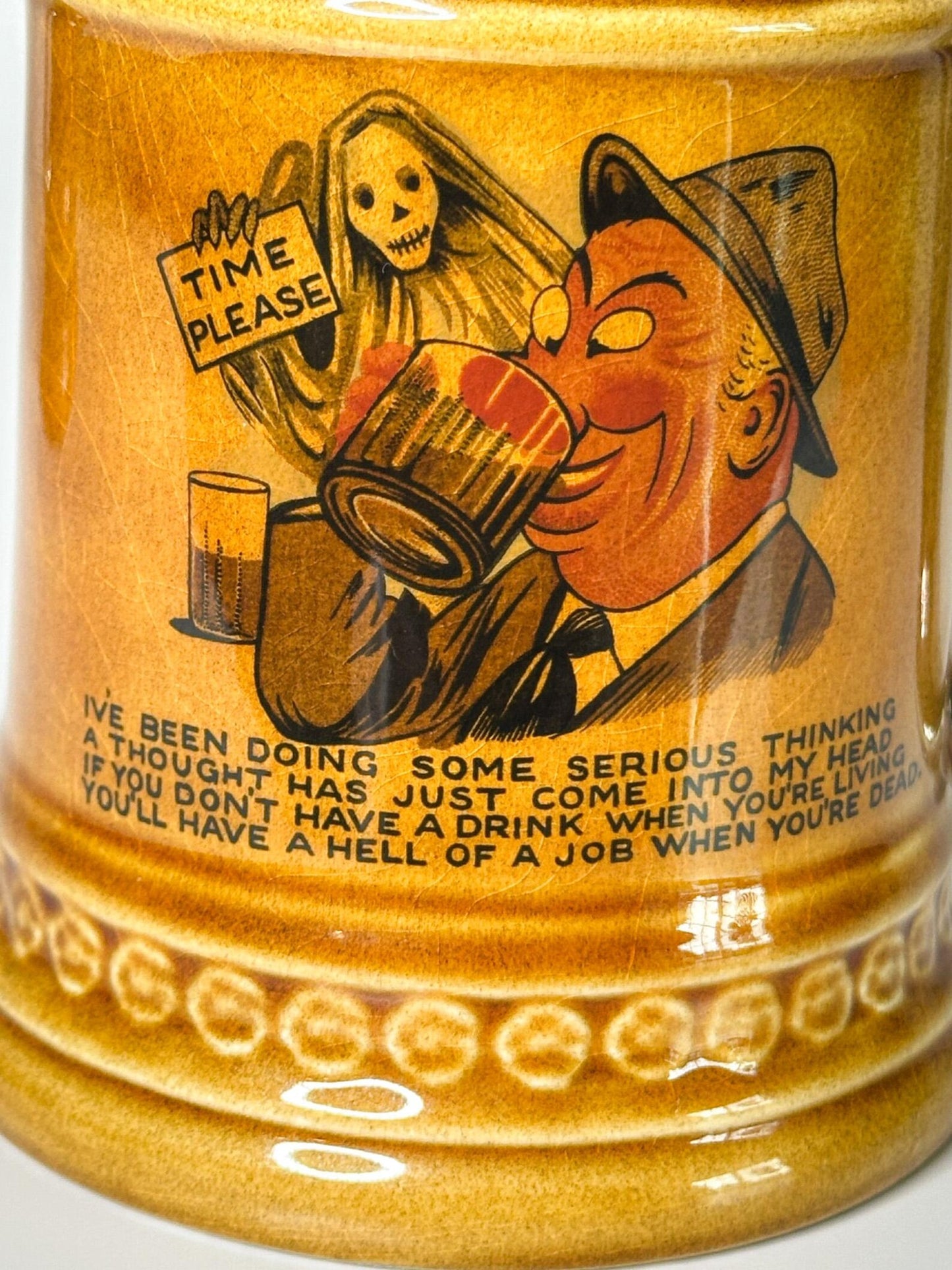 Vintage LORD NELSON Pottery Beer Stein Mug with Silver Rim made in England