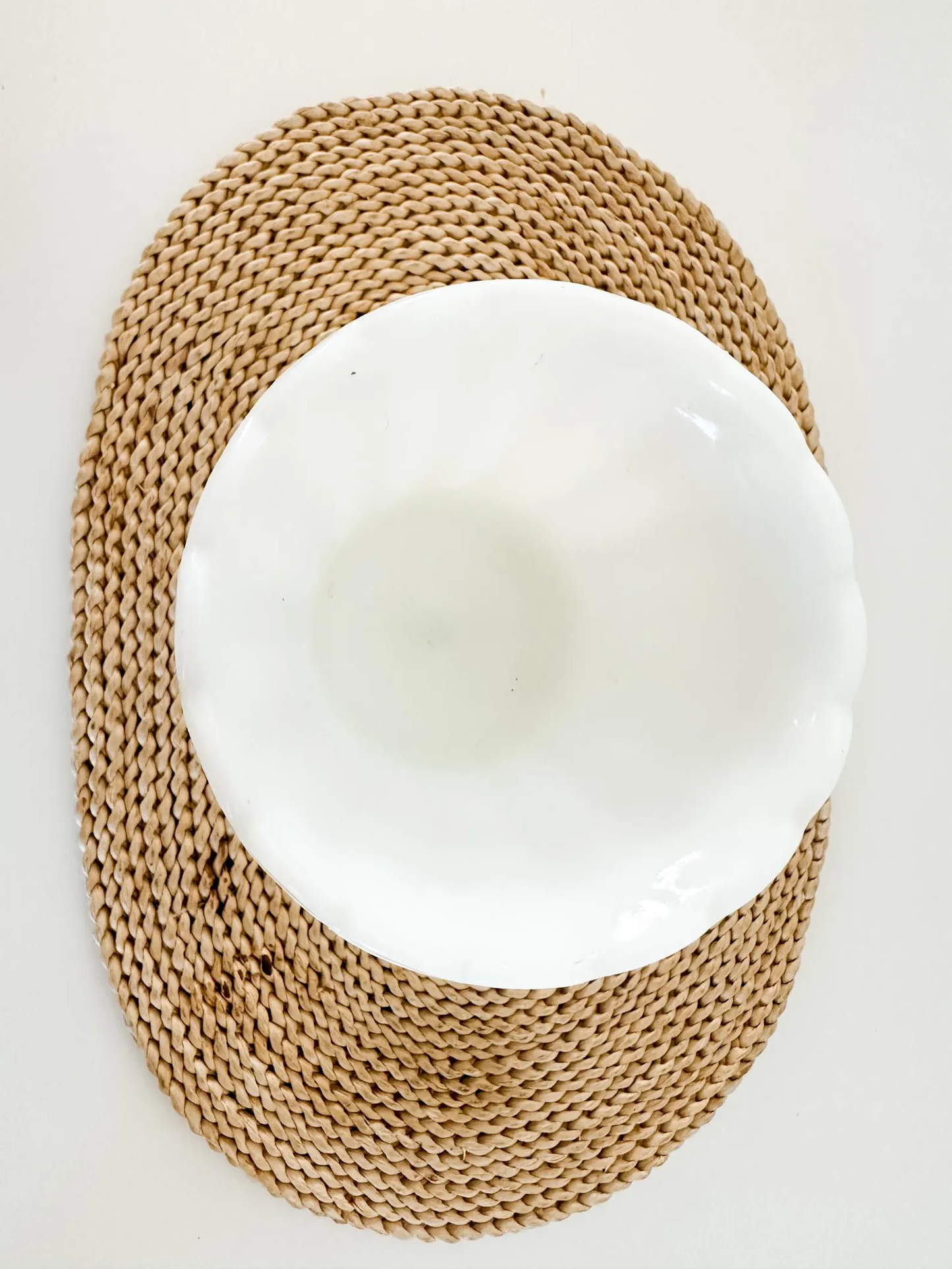 Milk Glass Pedestal Vase /Planter with Scalloped Edge