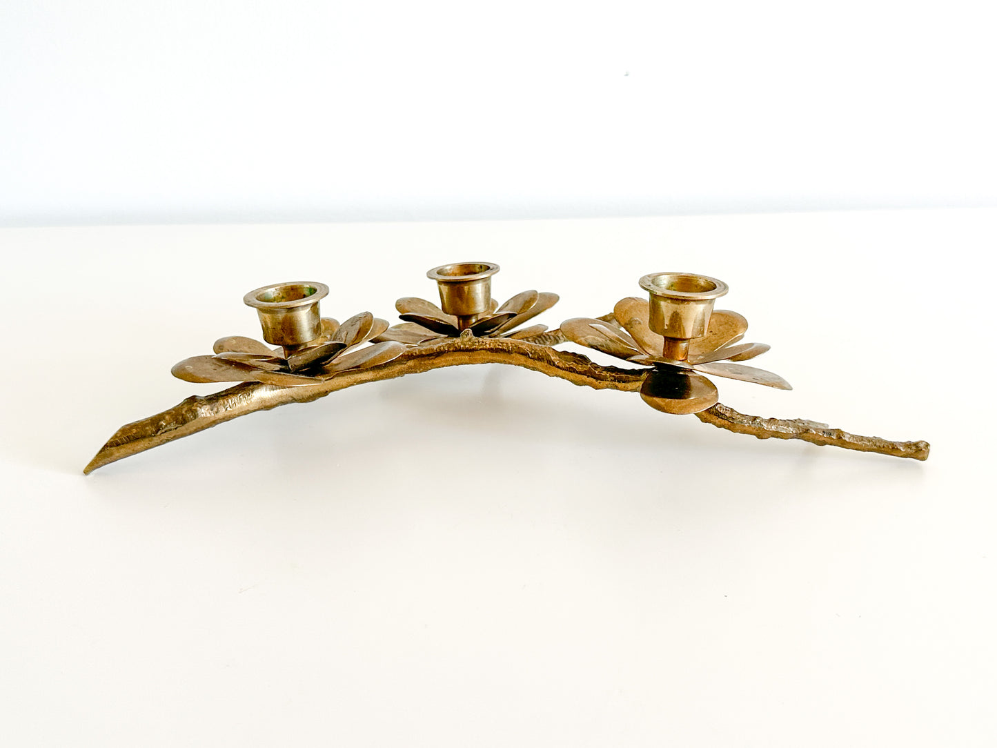 Vintage Flower Branch Brass TaperedCandle Holder