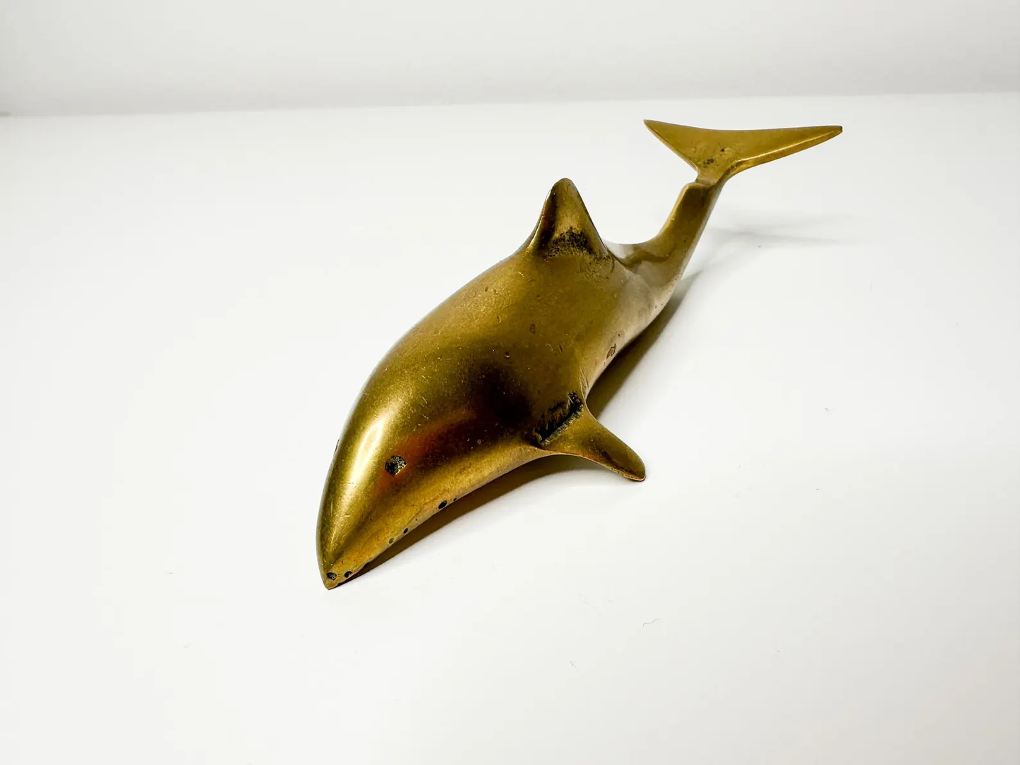 Brass Dolphin Figurine | Vintage Brass Dolphin Paperweight