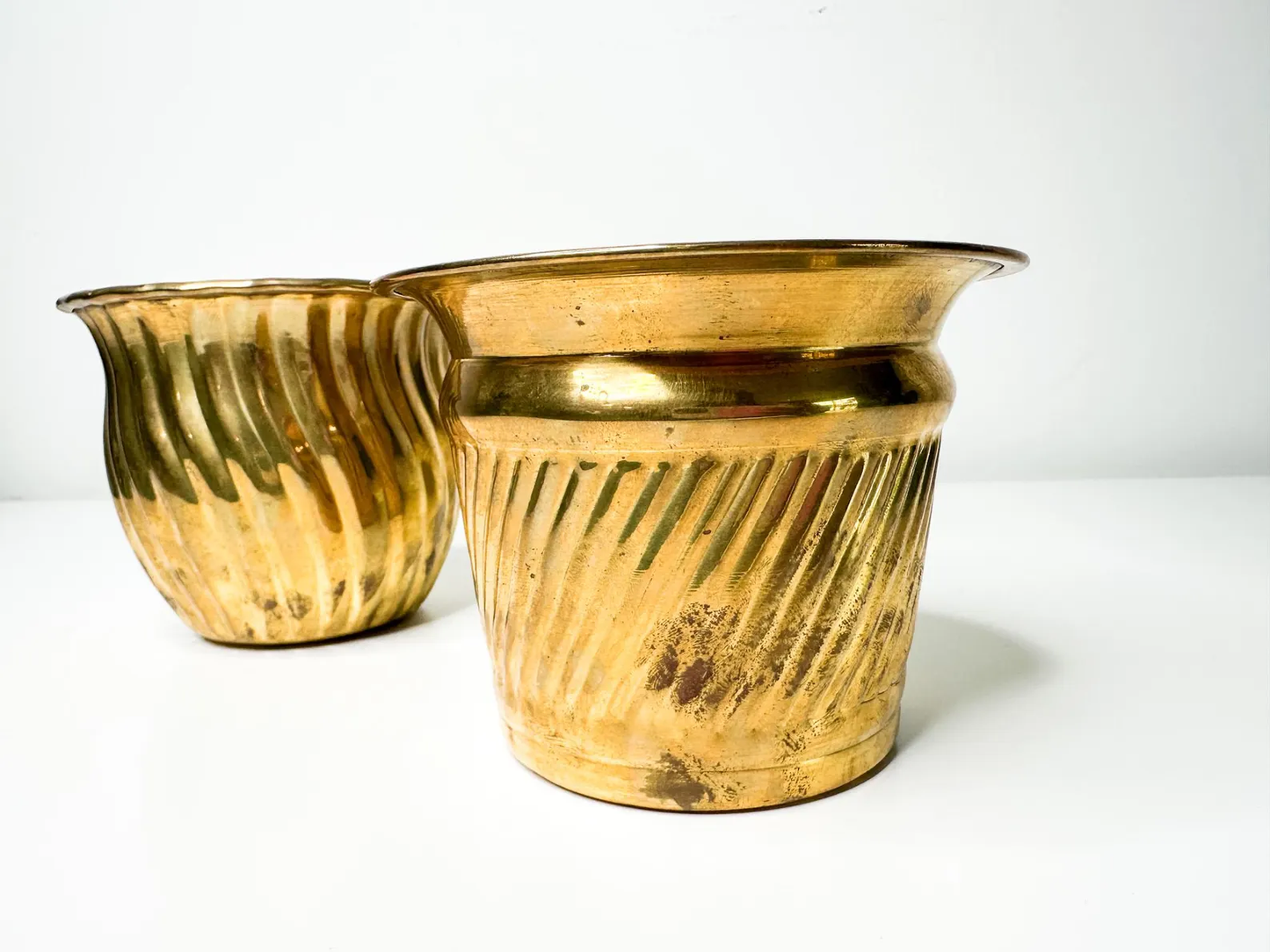 Lot of 2 Vintage Brass Plant Pots | Vintage Brass Pots