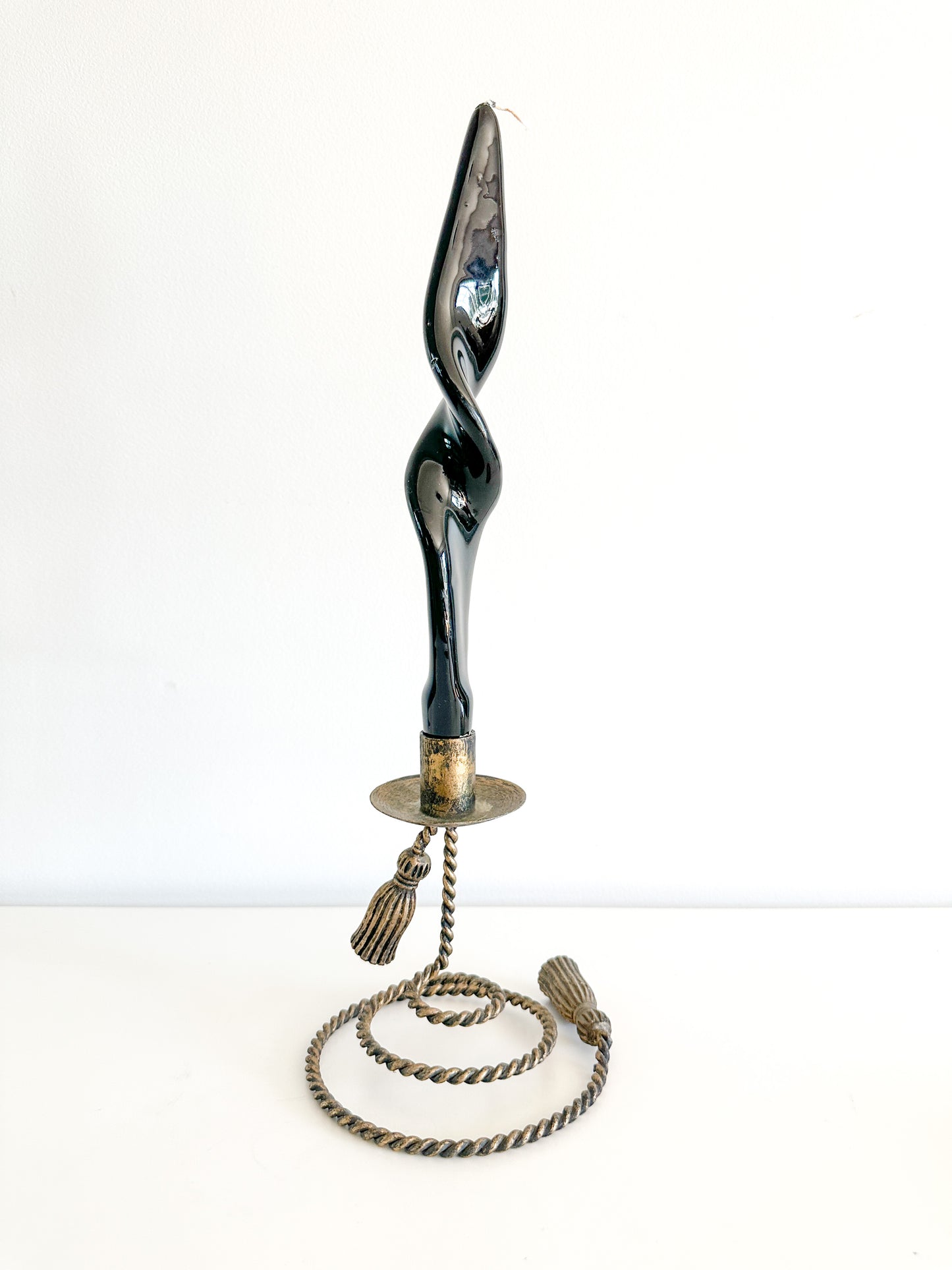 Vintage 1980s Ornate Tapered Candle Holder