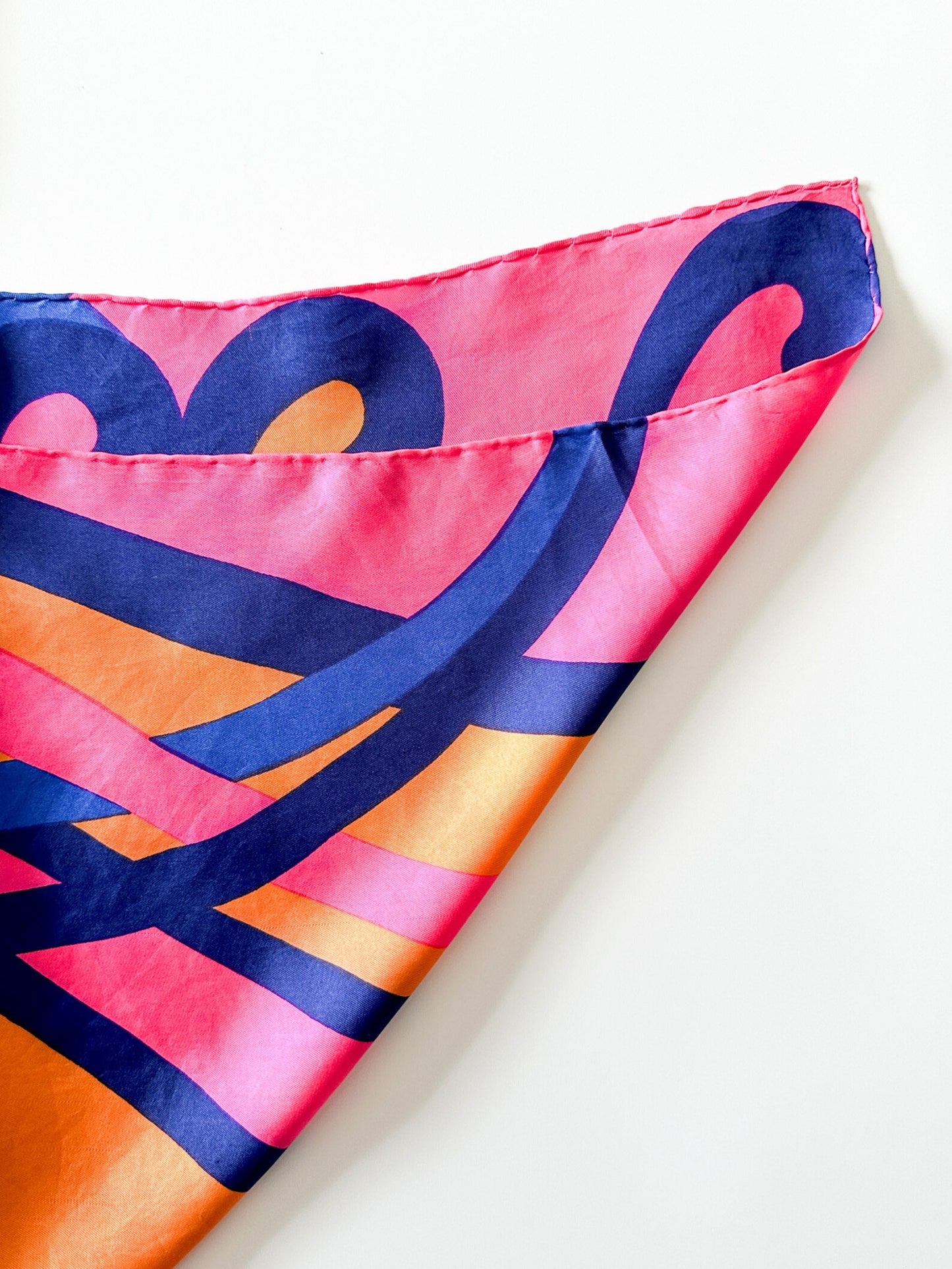 70s Inspired Orange Blue and Pink Scarf | Colourful Scarf /Shawl