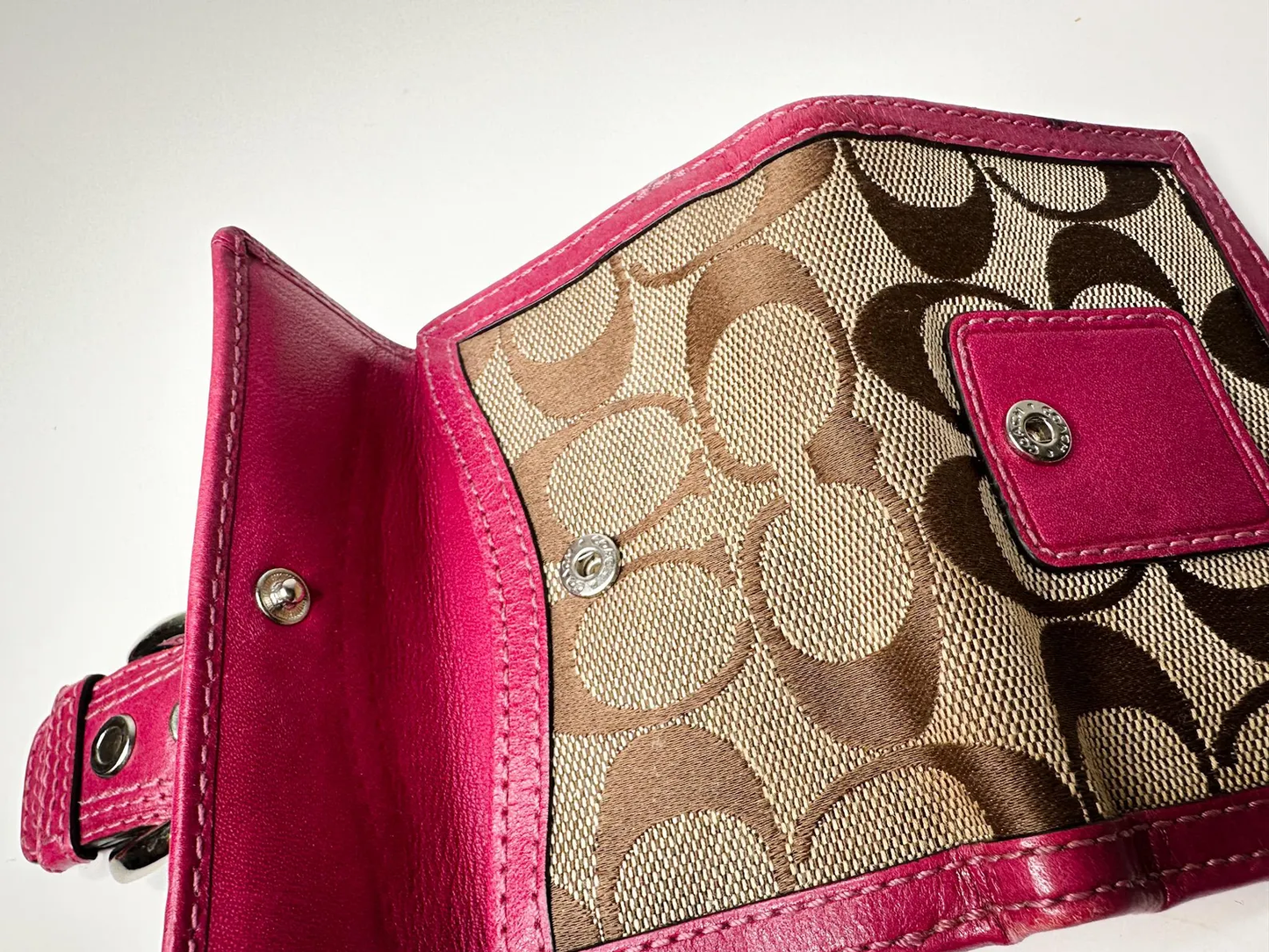 COACH Signature Pink Bifold Wallet