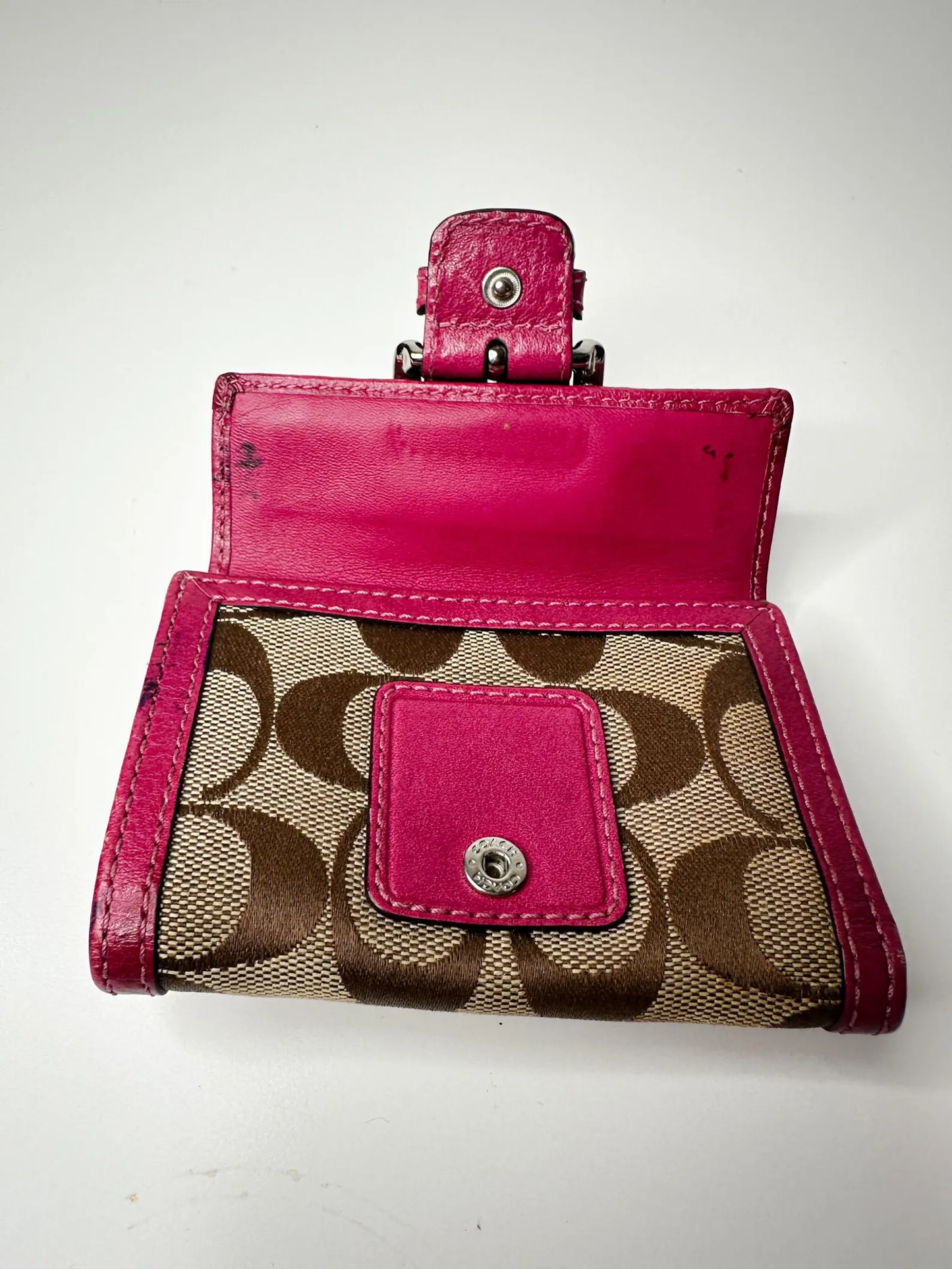 COACH Signature Pink Bifold Wallet