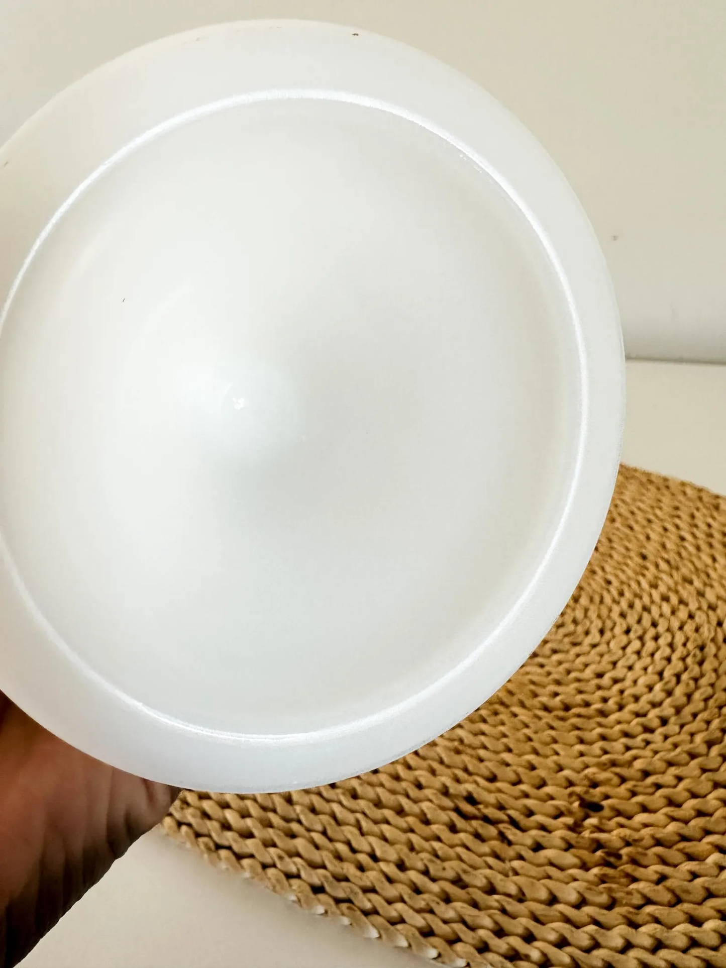 Milk Glass Pedestal Vase /Planter with Scalloped Edge