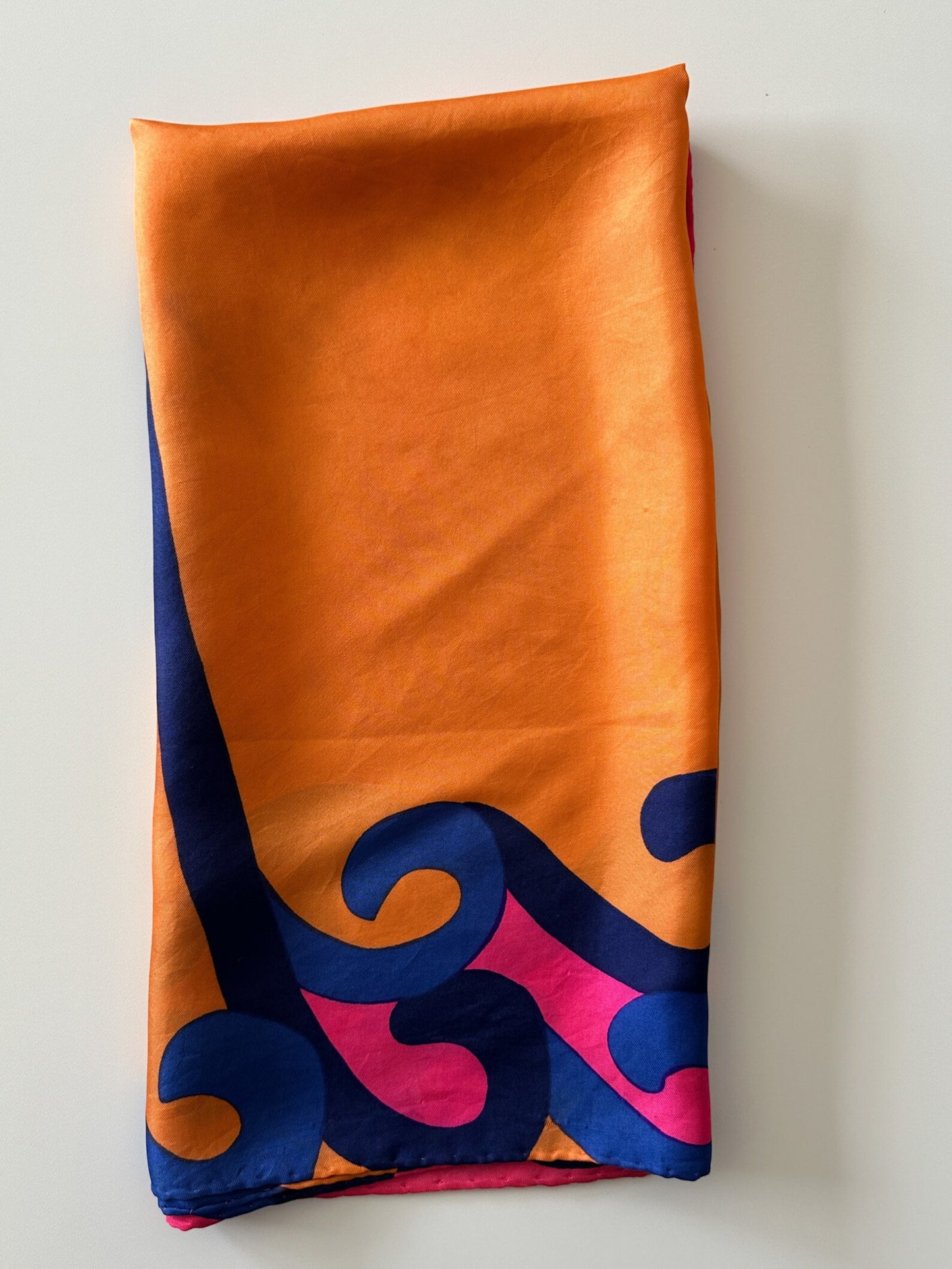 70s Inspired Orange Blue and Pink Scarf | Colourful Scarf /Shawl