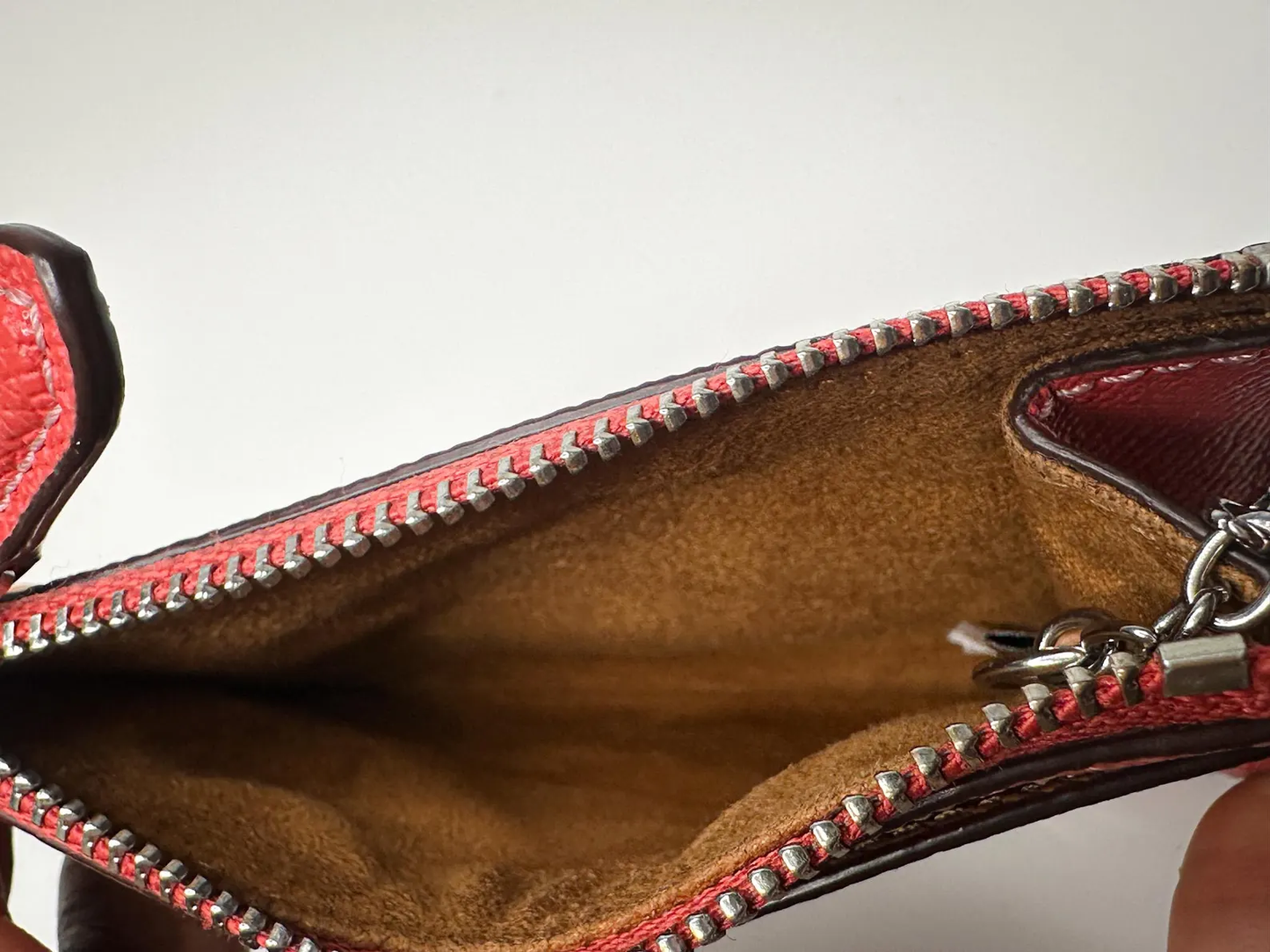 COACH Mini Skinny ID Case in Tangerine Crossgain Leather