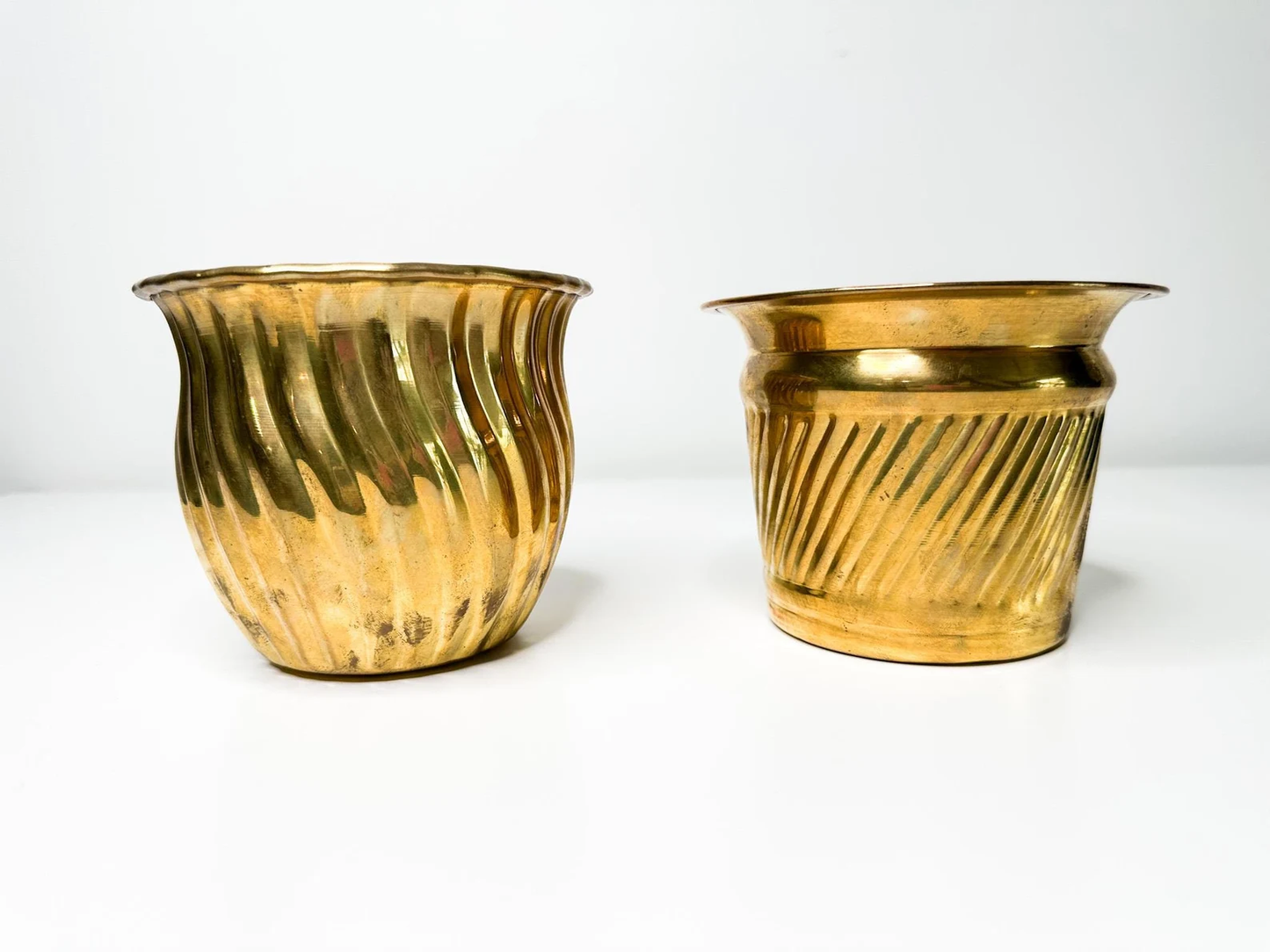 Lot of 2 Vintage Brass Plant Pots | Vintage Brass Pots