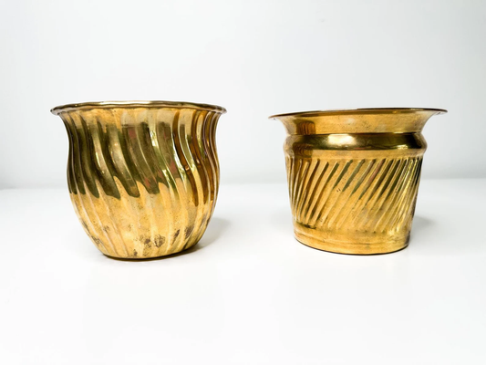 Lot of 2 Vintage Brass Plant Pots | Vintage Brass Pots