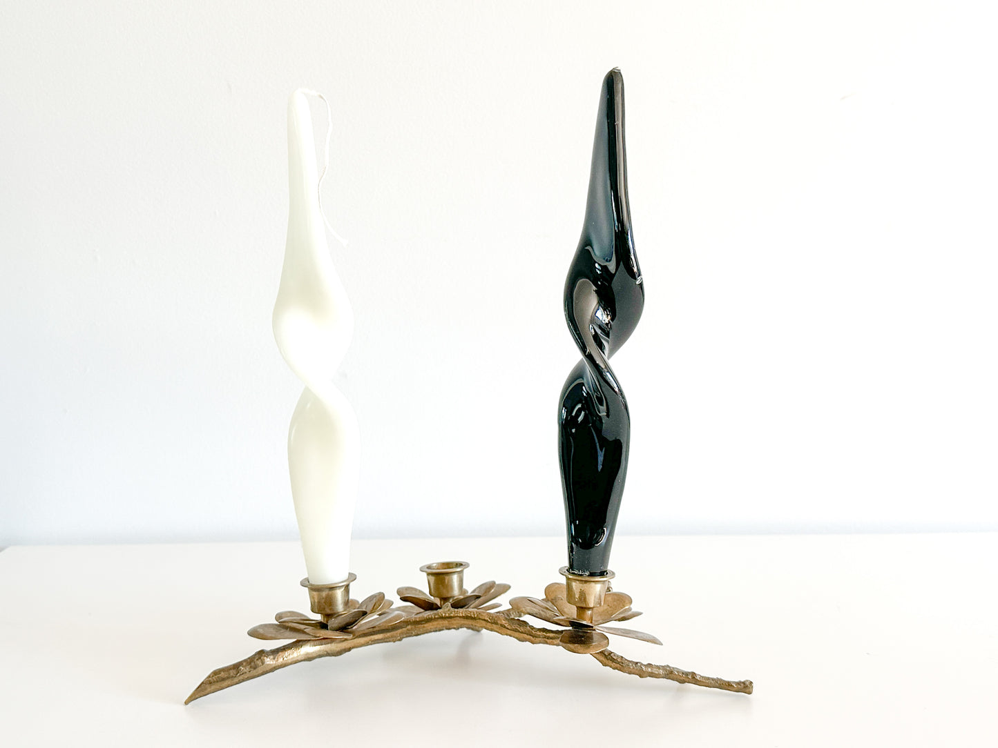 Vintage Flower Branch Brass TaperedCandle Holder