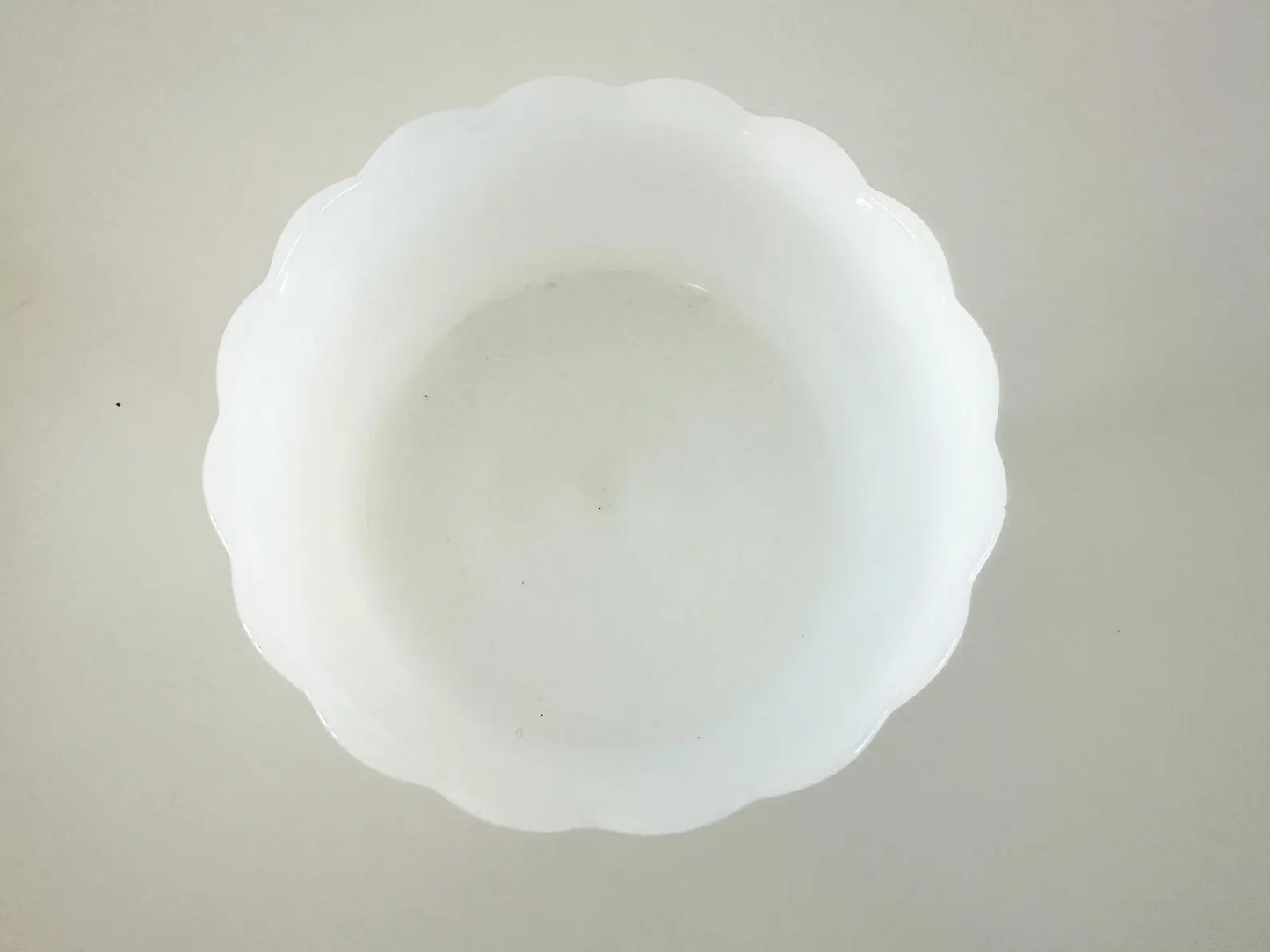 Milk Glass Fruit Bowl with Pedestal and Scalloped Edge Dish