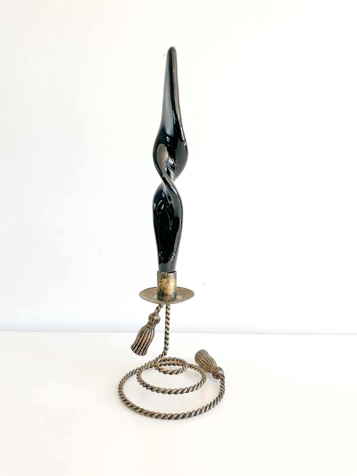 Vintage 1980s Ornate Tapered Candle Holder