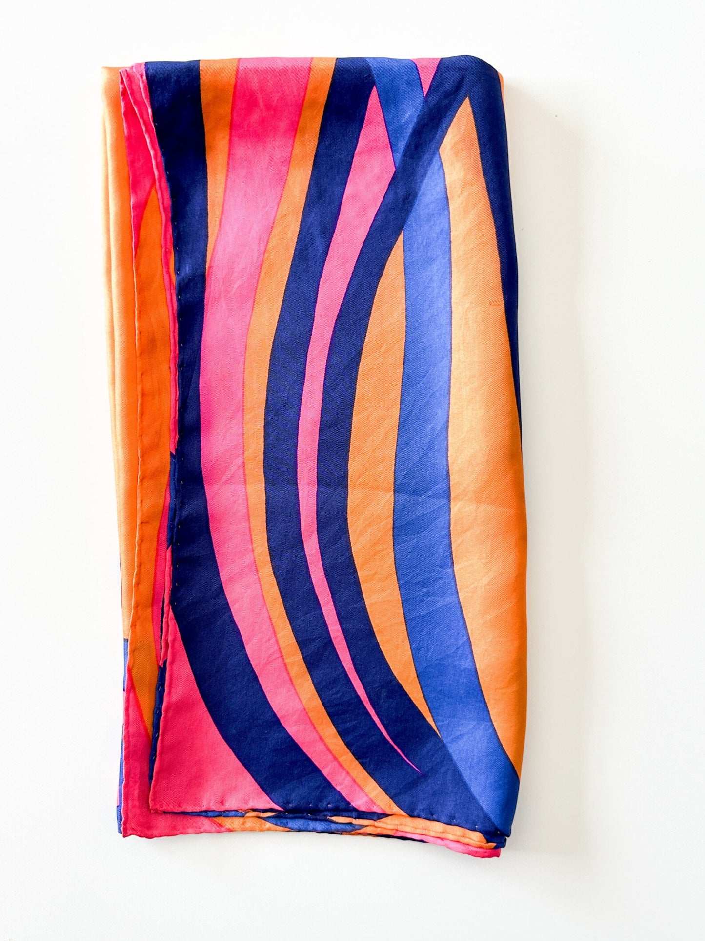 70s Inspired Orange Blue and Pink Scarf | Colourful Scarf /Shawl