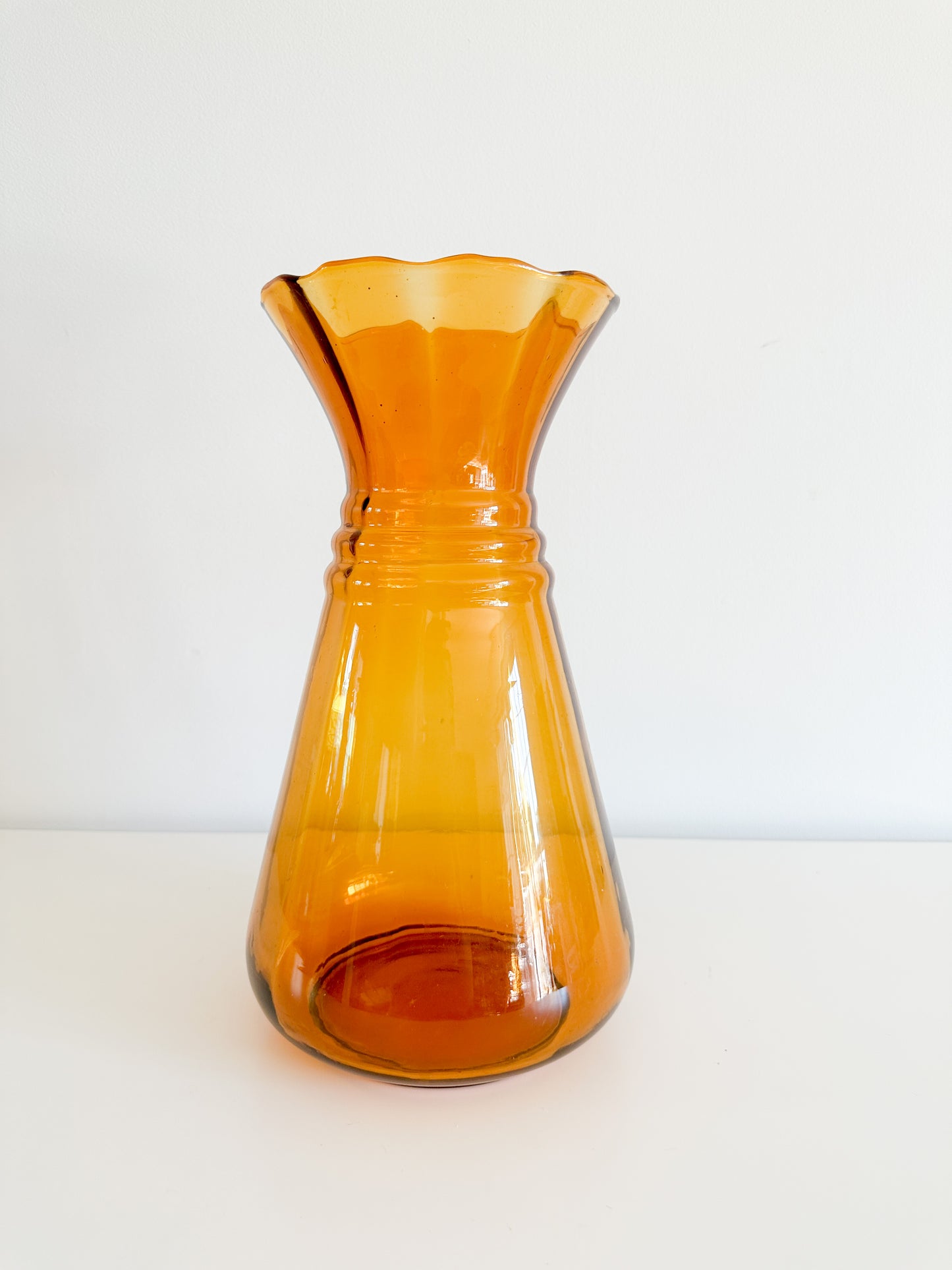 Vintage Amber Glass Decorative Vase