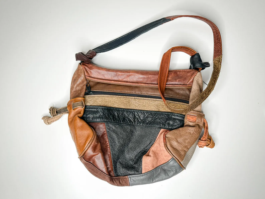 Vintage Patchwork Leather Crossbody Shoulder Bag