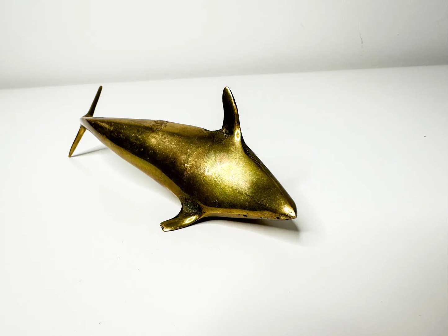 Brass Dolphin Figurine | Vintage Brass Dolphin Paperweight