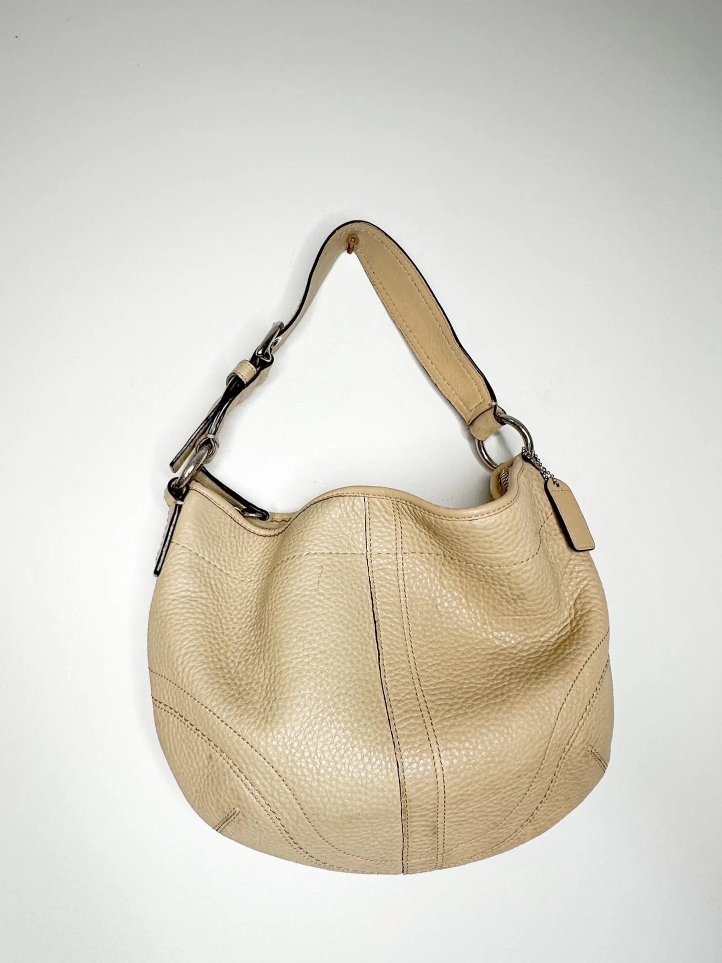 COACH Tan Soho Pebble Leather Shoulder Bag| Hobo Shoulder Purse