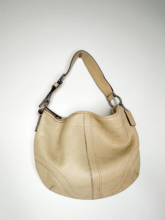 COACH Tan Soho Pebble Leather Shoulder Bag| Hobo Shoulder Purse