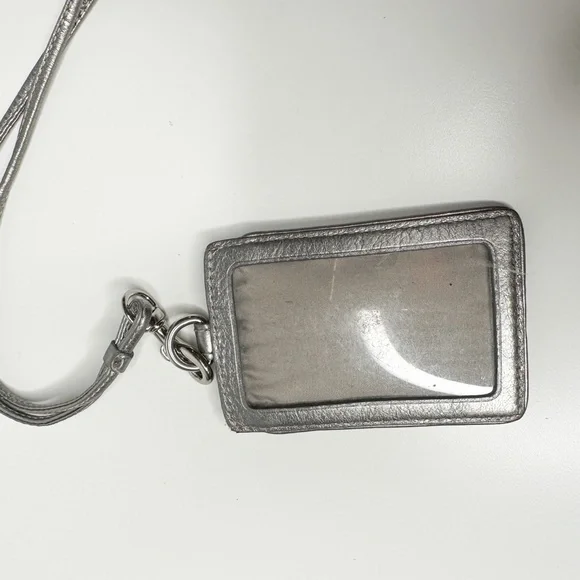 COACH Blue and Silver Signature  Lanyard ID Holder | Signature Canvas