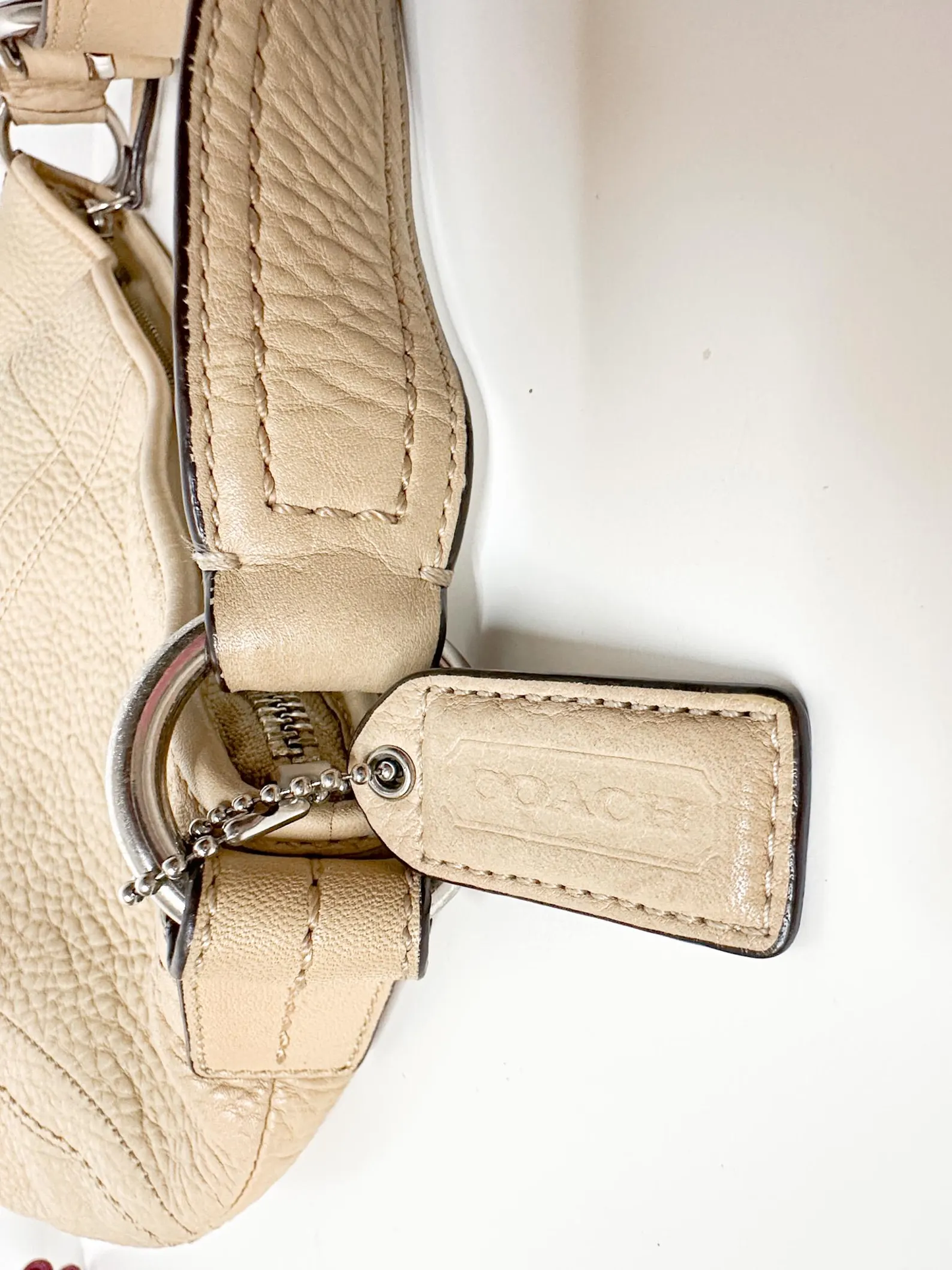 COACH Tan Soho Pebble Leather Shoulder Bag| Hobo Shoulder Purse