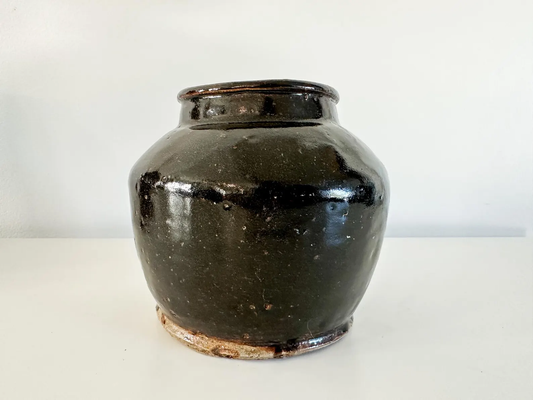 Chinese Stoneware Vase | Dark Brown Ceramic Vase