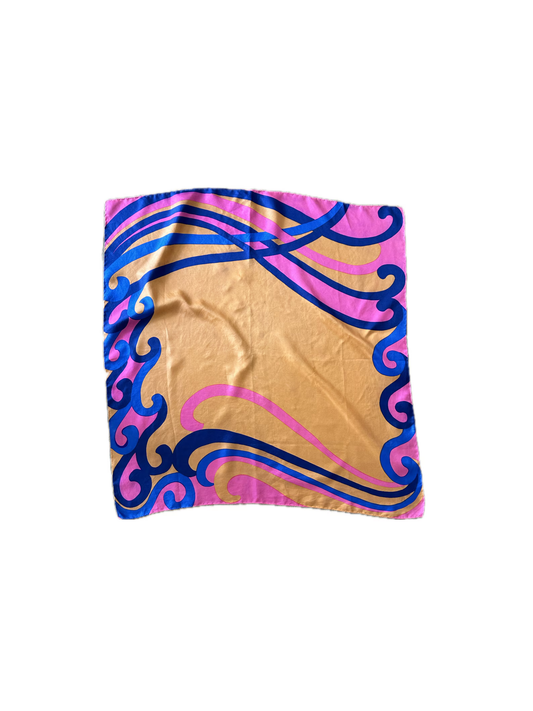 70s Inspired Orange Blue and Pink Scarf | Colourful Scarf /Shawl