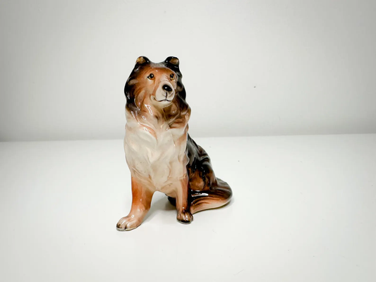 Vintage Rough Collie Sitting Dog Figurine