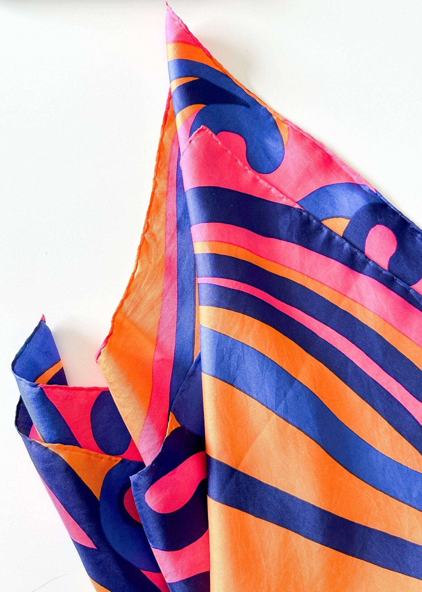 70s Inspired Orange Blue and Pink Scarf | Colourful Scarf /Shawl