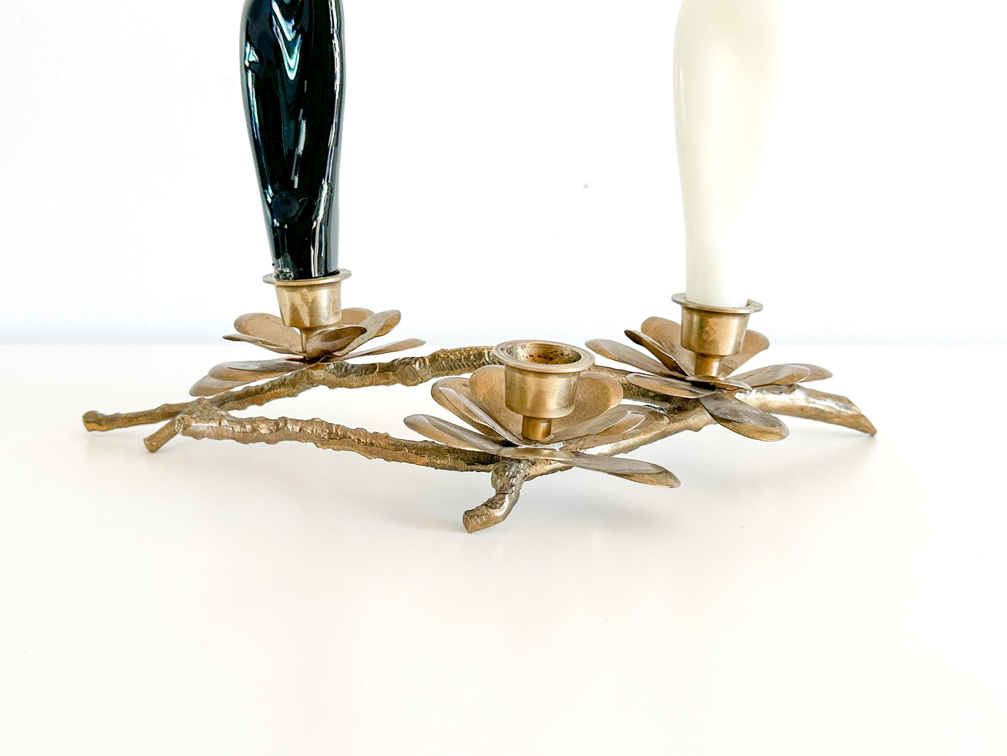 Vintage Flower Branch Brass TaperedCandle Holder