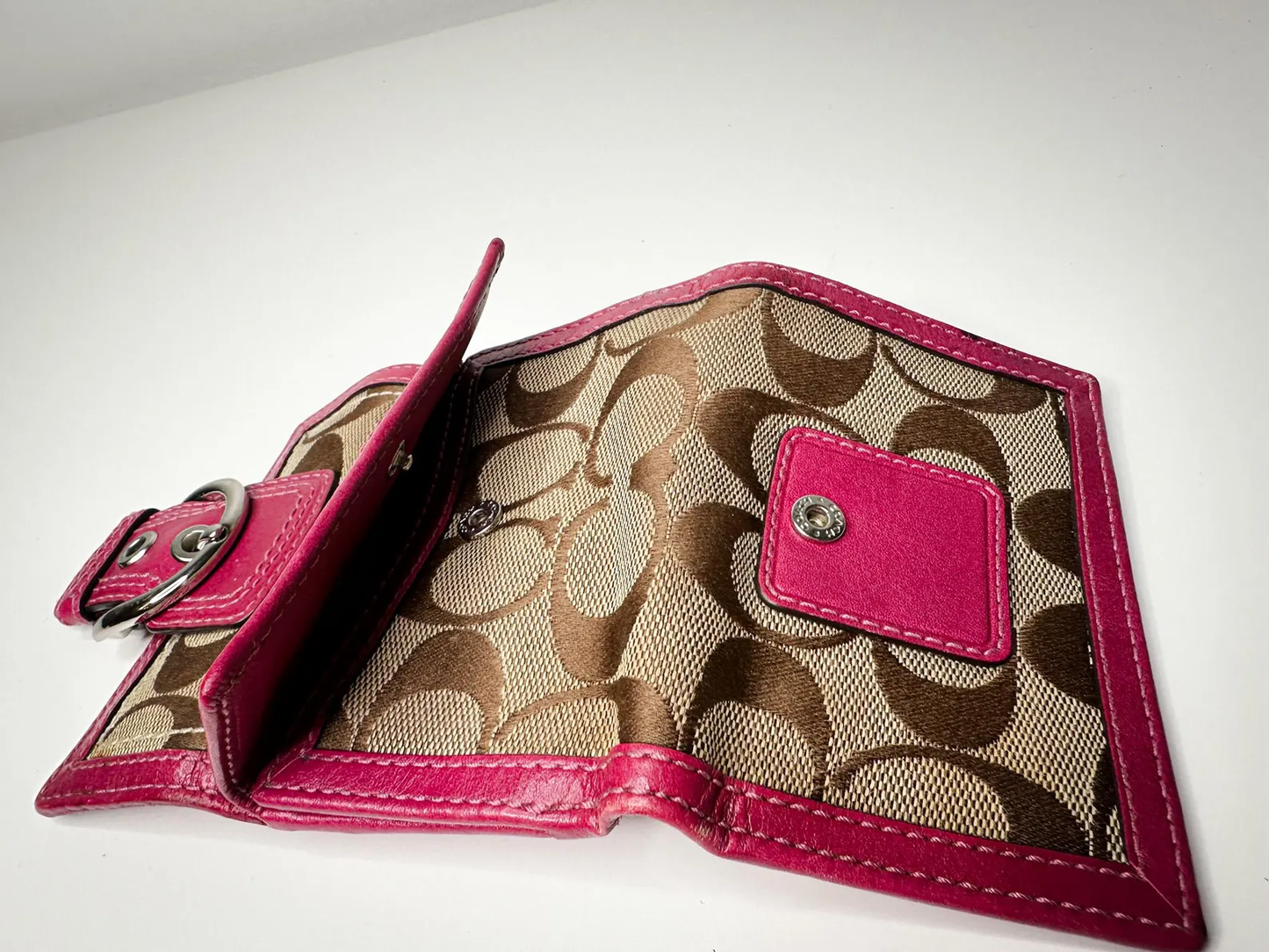 COACH Signature Pink Bifold Wallet