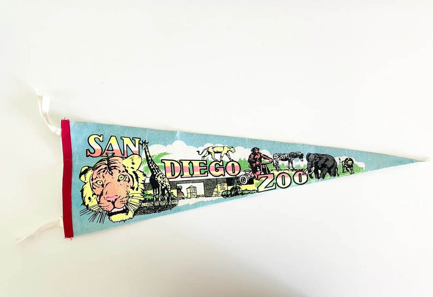 San Diego Zoo 1980s Souvenir Pennant | Vintage Felt Pennant