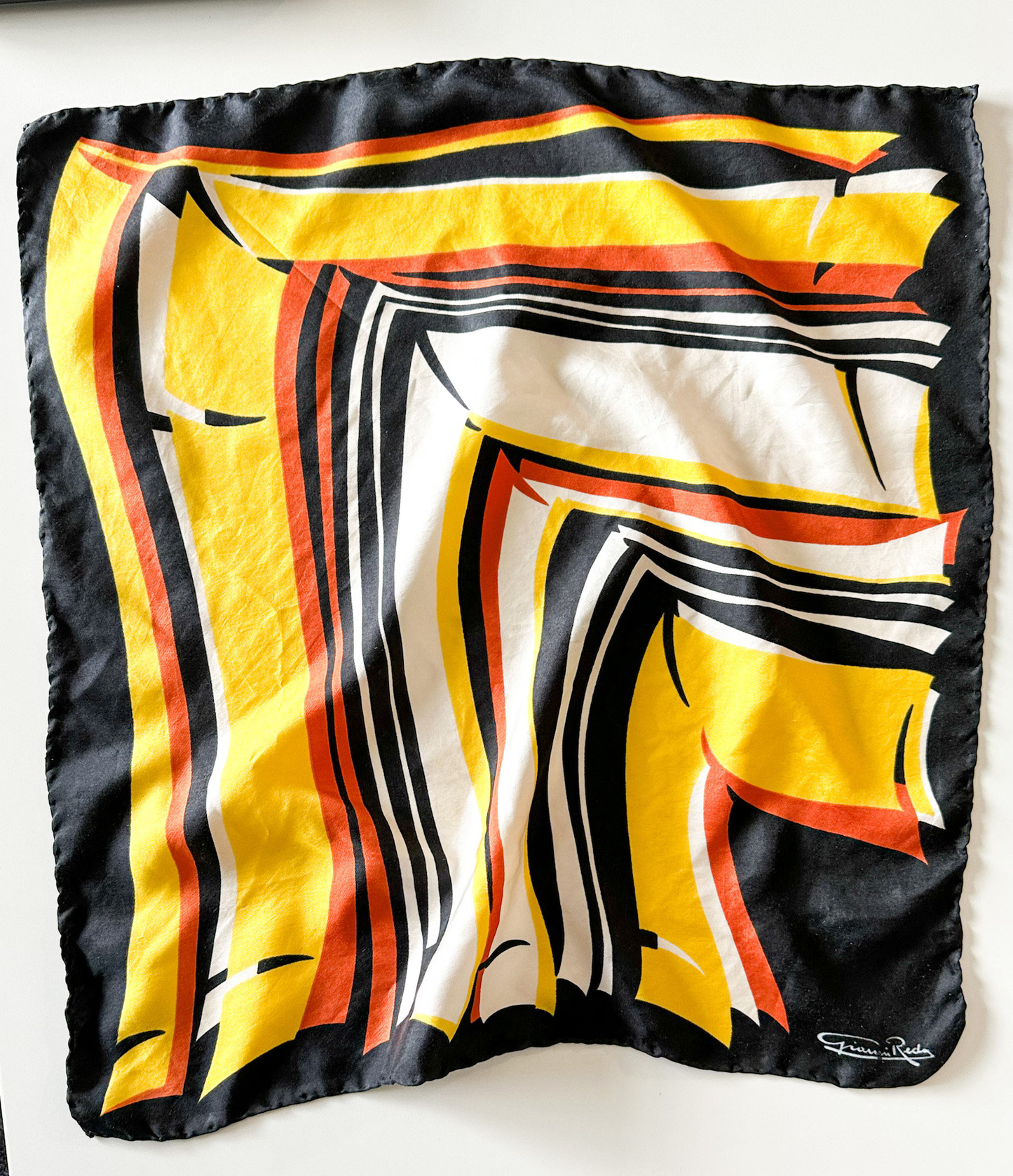 Giovanni Reda Scarf | Vintage Geometric 60s printed Giovanni Reda Silk Scarf