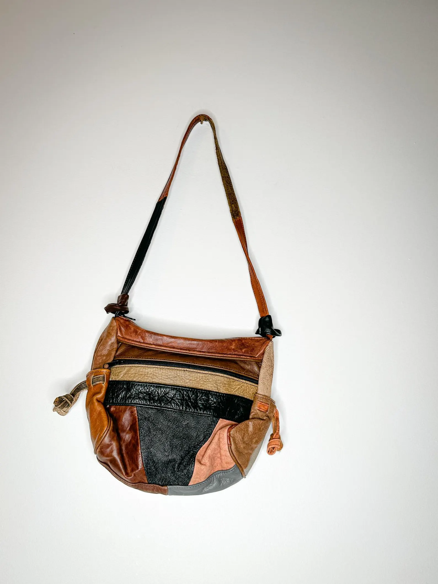 Vintage Patchwork Leather Crossbody Shoulder Bag