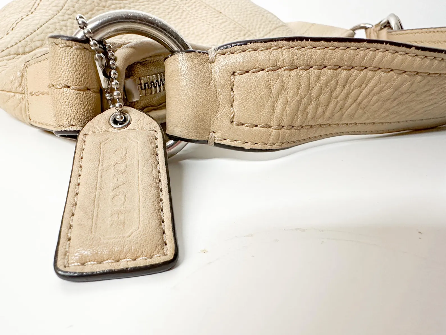 COACH Tan Soho Pebble Leather Shoulder Bag| Hobo Shoulder Purse