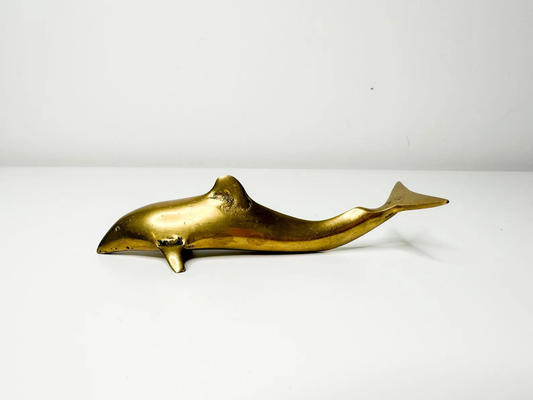 Brass Dolphin Figurine | Vintage Brass Dolphin Paperweight