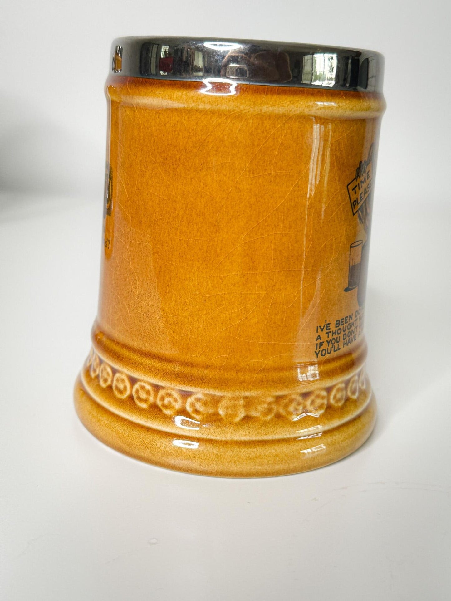 Vintage LORD NELSON Pottery Beer Stein Mug with Silver Rim made in England