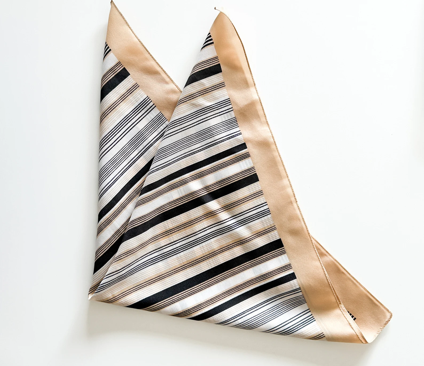 Striped Taupe Nylon Scarf | Vintage Taupe Scarf