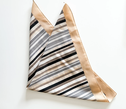 Striped Taupe Nylon Scarf | Vintage Taupe Scarf