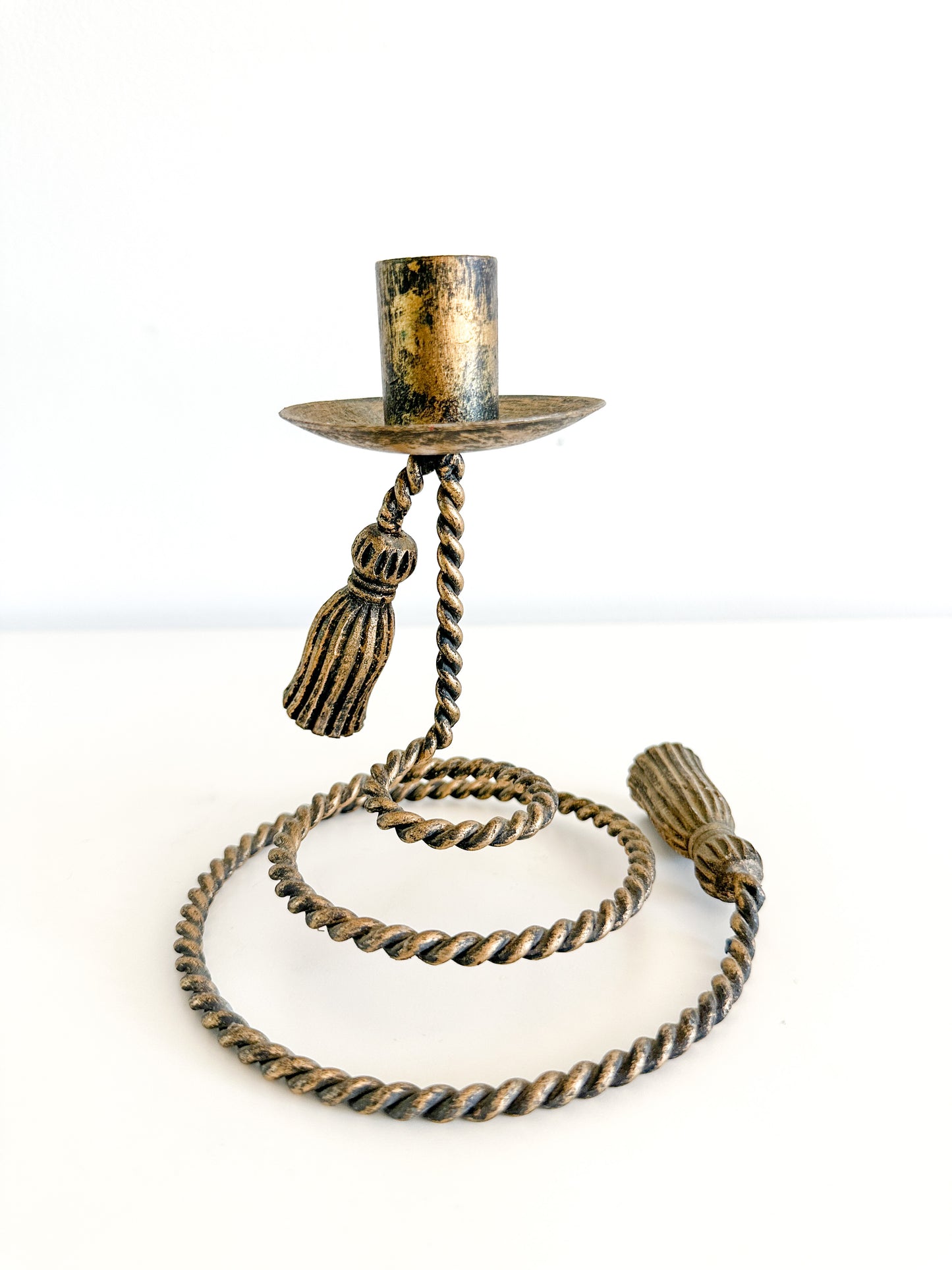 Vintage 1980s Ornate Tapered Candle Holder