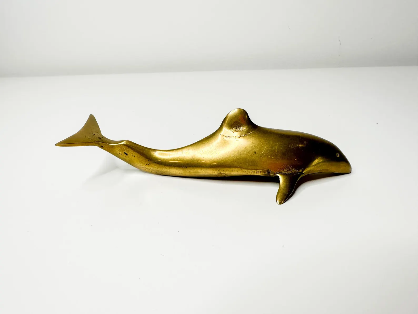 Brass Dolphin Figurine | Vintage Brass Dolphin Paperweight