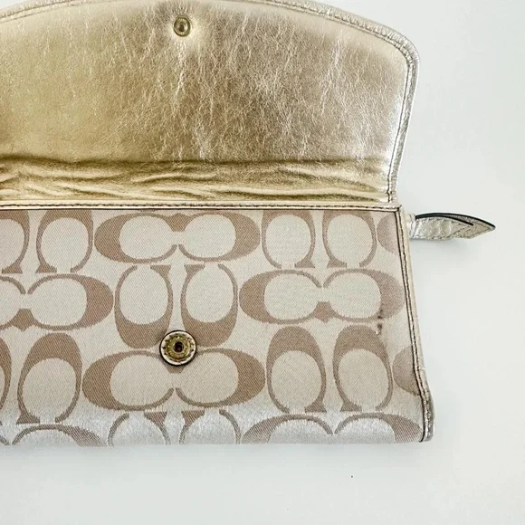 COACH Jacquard Trifold Canvas Leather Wallet