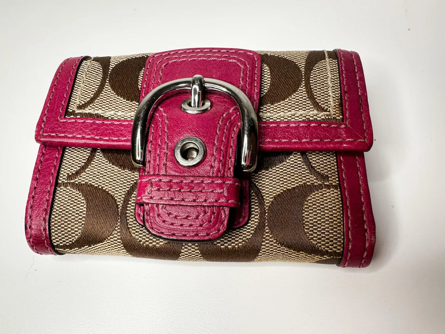 COACH Signature Pink Bifold Wallet
