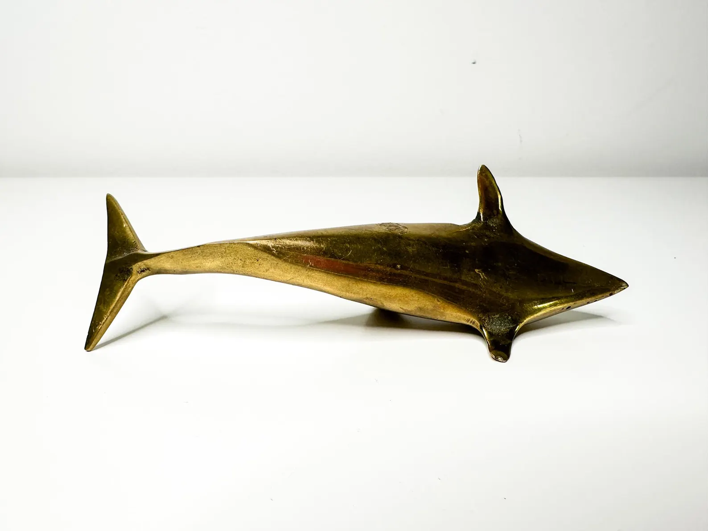 Brass Dolphin Figurine | Vintage Brass Dolphin Paperweight