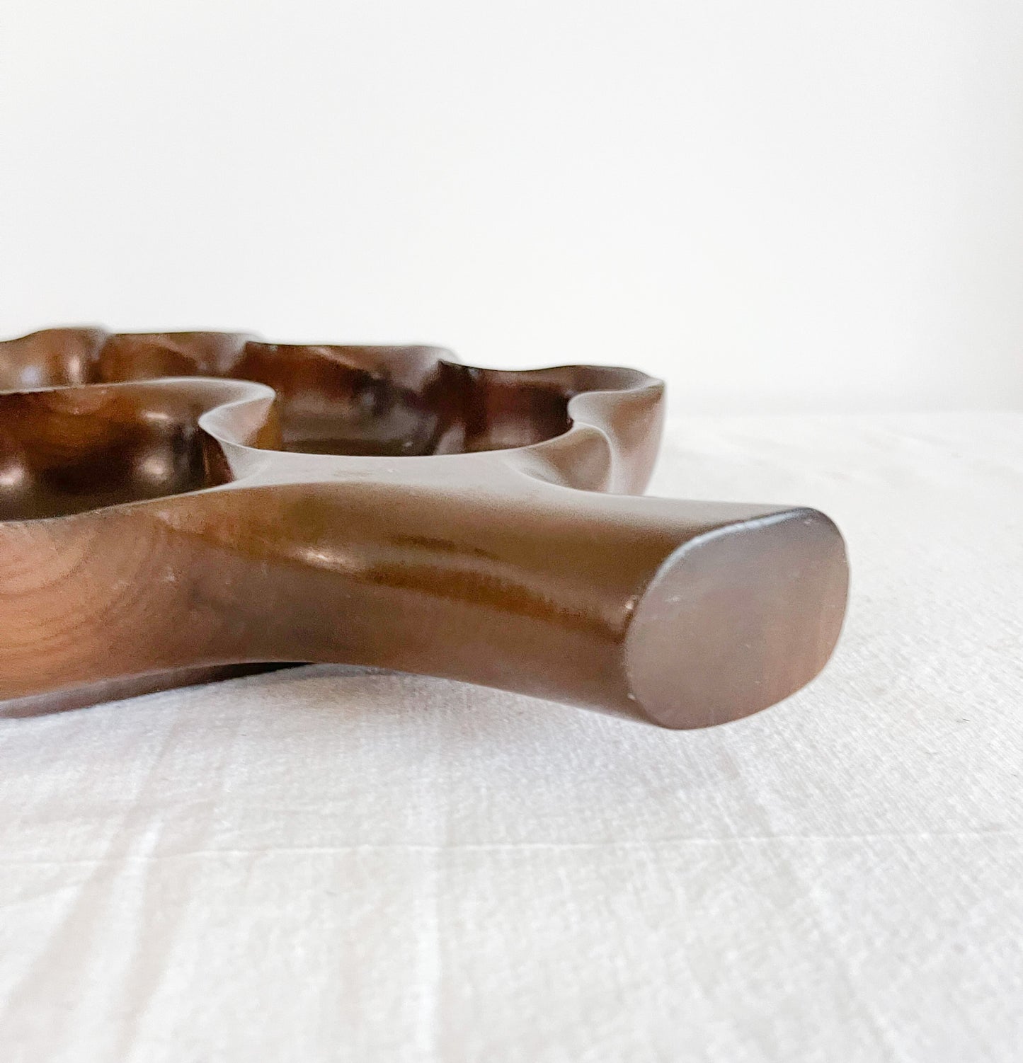 Vintage Monstera Leaf Shaped Monkey Pod Wooden Tray.