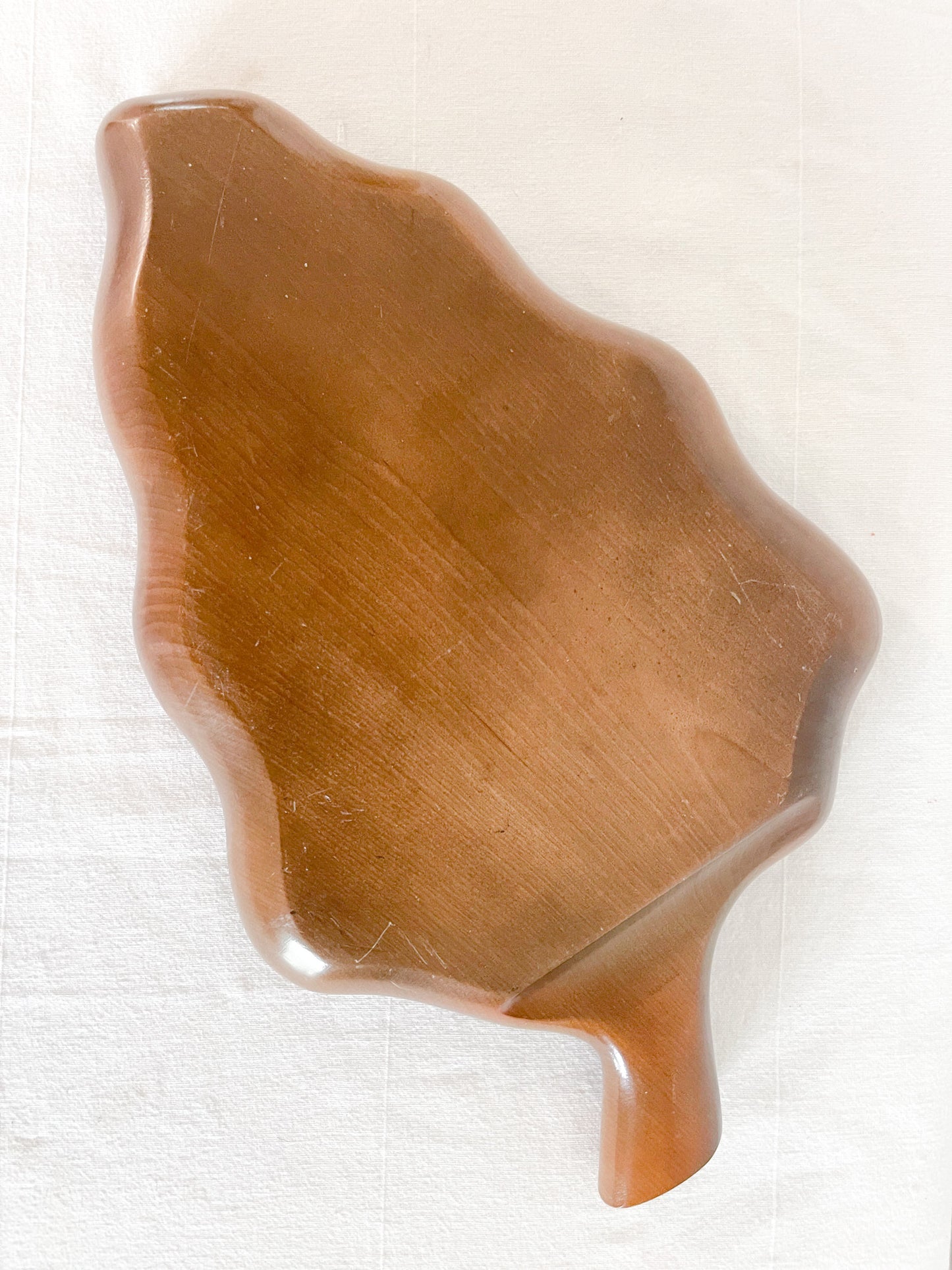 Vintage Monstera Leaf Shaped Monkey Pod Wooden Tray.